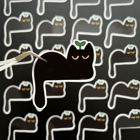 "Black cat laying" sticker