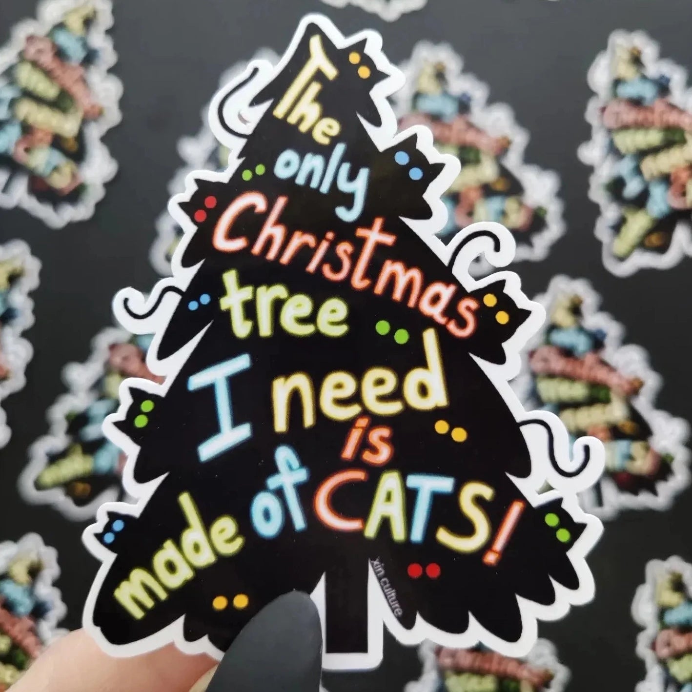 "The only Christmas tree I need is made of cats" sticker